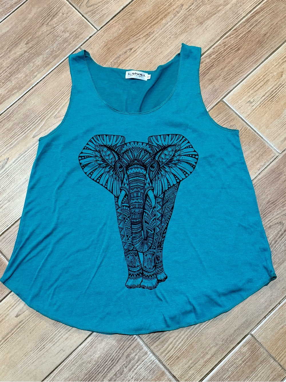 Teal Elephant Print Tank Top